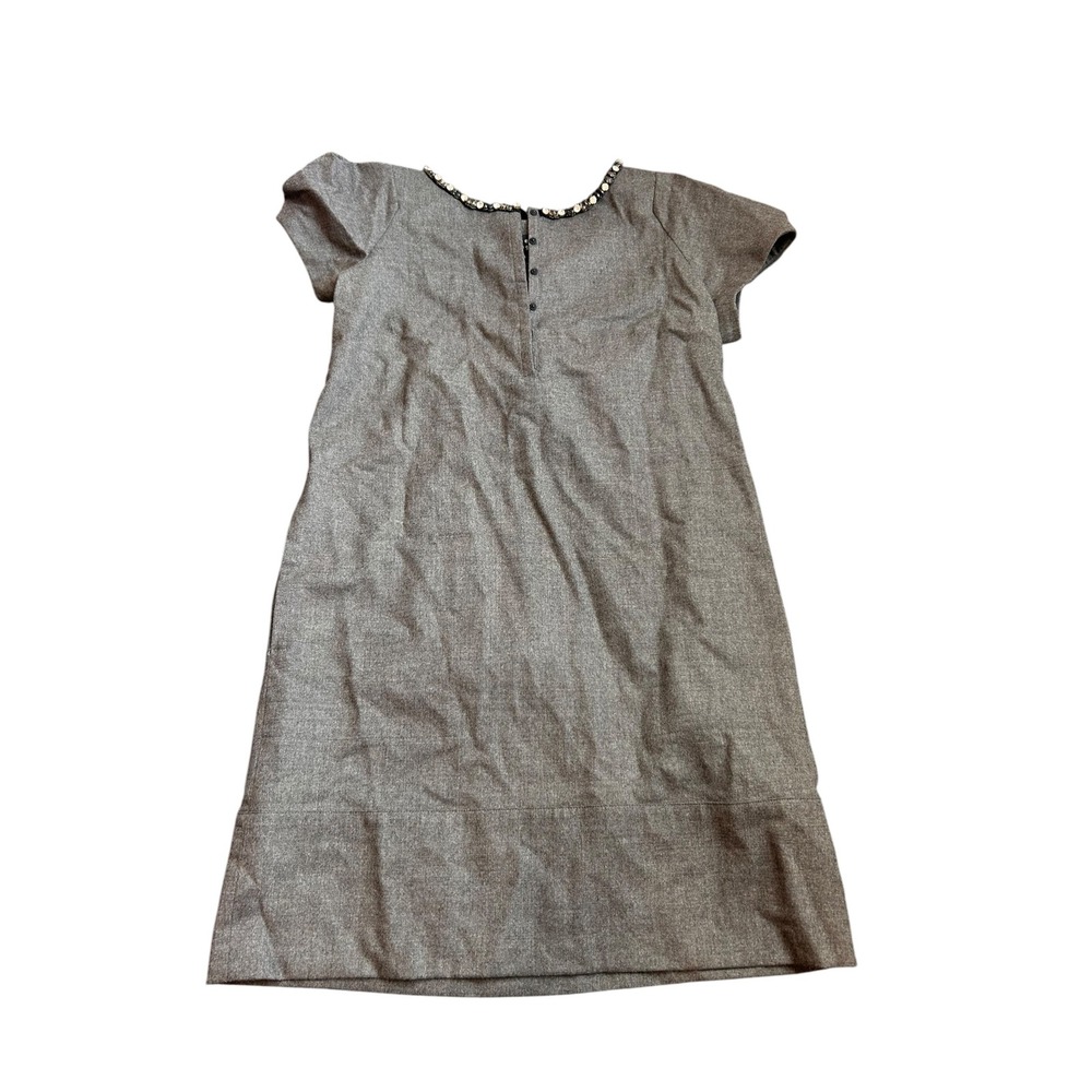 Robert Rodriguez Women Gray Wool Blend Embellished Neck Shift Dress Size 6